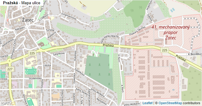 Pražská - mapa ulice