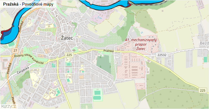 Pražská - záplavové mapy stoleté vody