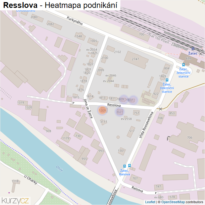 Mapa Resslova - Firmy v ulici.