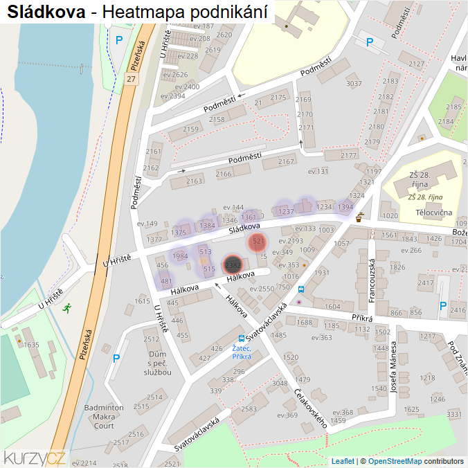 Mapa Sládkova - Firmy v ulici.