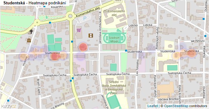 Studentská - mapa podnikání