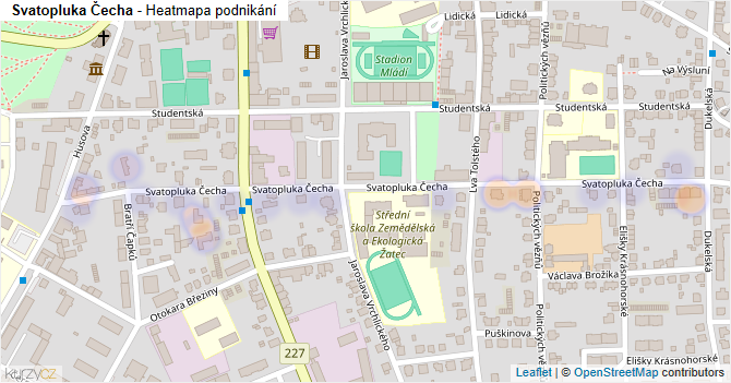 Svatopluka Čecha - mapa podnikání