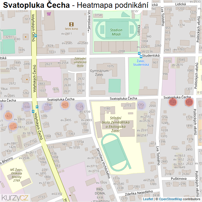 Mapa Svatopluka Čecha - Firmy v ulici.