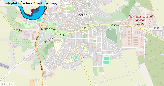 Svatopluka Čecha - záplavové mapy stoleté vody