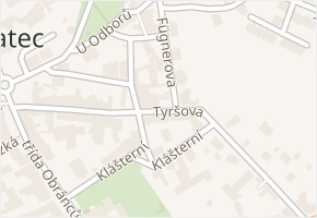 Tyršova v obci Žatec - mapa ulice