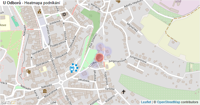 U Odborů - mapa podnikání