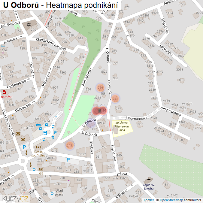 Mapa U Odborů - Firmy v ulici.