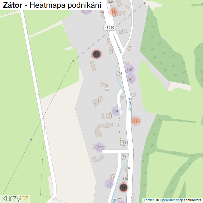 Mapa Zátor - Firmy v části obce.