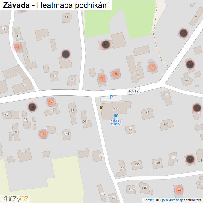 Mapa Závada - Firmy v obci.