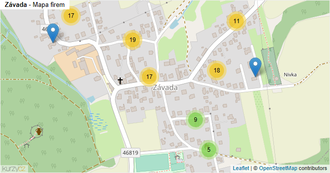 Závada - mapa firem