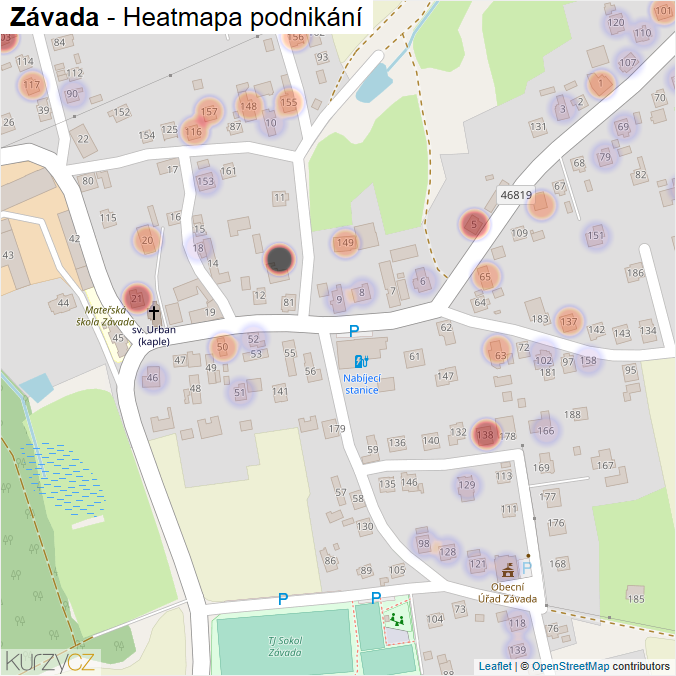 Mapa Závada - Firmy v části obce.