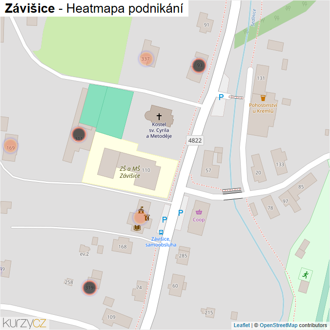 Mapa Závišice - Firmy v obci.