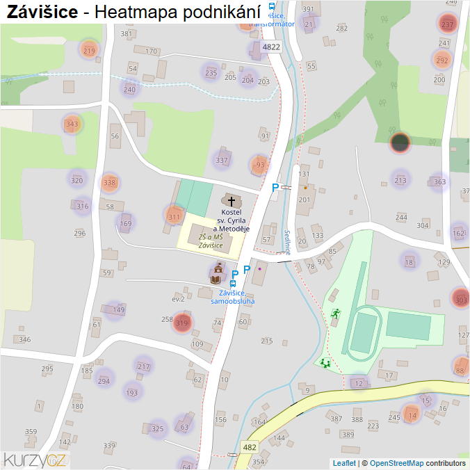 Mapa Závišice - Firmy v části obce.