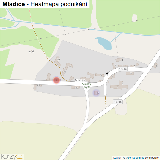 Mapa Mladice - Firmy v části obce.