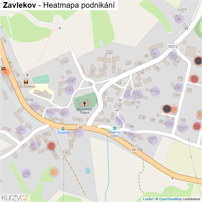 Mapa Zavlekov - Firmy v části obce.