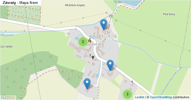 Závraty - mapa firem
