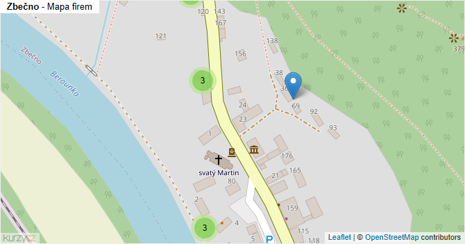 Zbečno - mapa firem