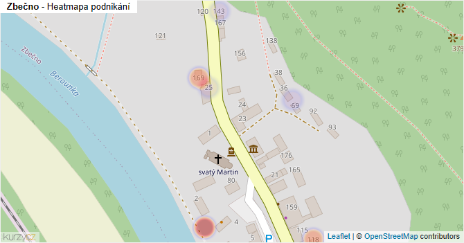 Zbečno - mapa podnikání