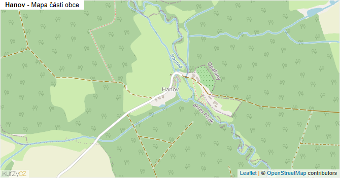 Hanov - mapa části obce