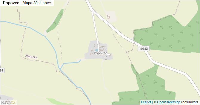 Popovec - mapa části obce