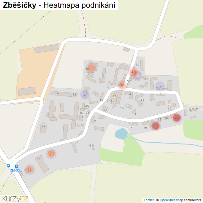 Mapa Zběšičky - Firmy v části obce.