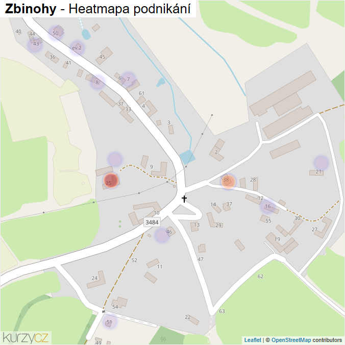 Mapa Zbinohy - Firmy v části obce.