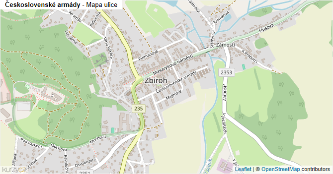 Československé armády - mapa ulice