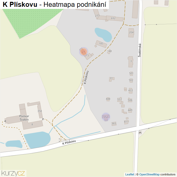 Mapa K Plískovu - Firmy v ulici.