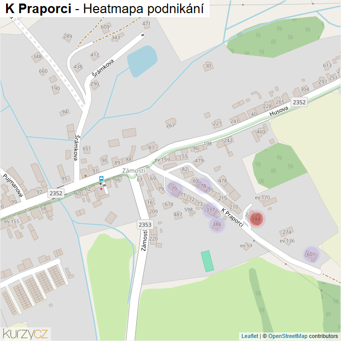 Mapa K Praporci - Firmy v ulici.