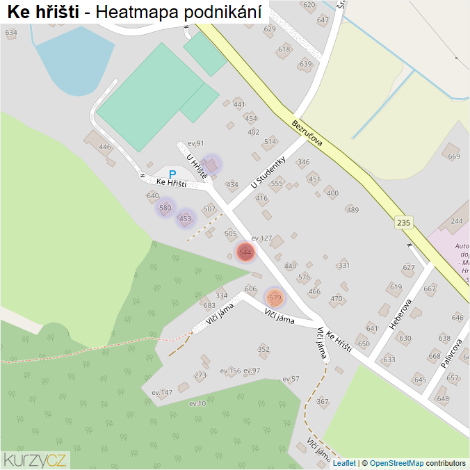 Mapa Ke hřišti - Firmy v ulici.