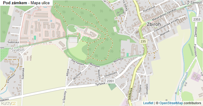 Pod zámkem - mapa ulice
