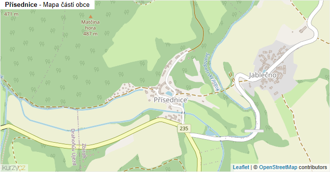 Přísednice - mapa části obce