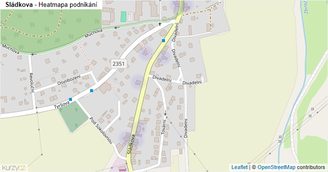 Sládkova - mapa podnikání