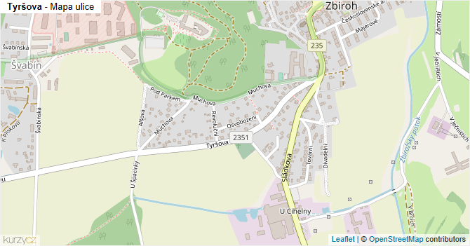 Tyršova - mapa ulice