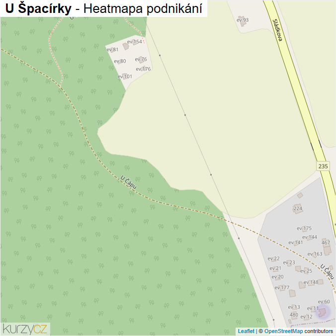 Mapa U Špacírky - Firmy v ulici.