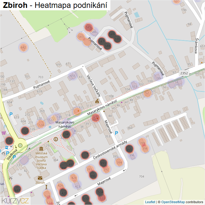 Mapa Zbiroh - Firmy v části obce.