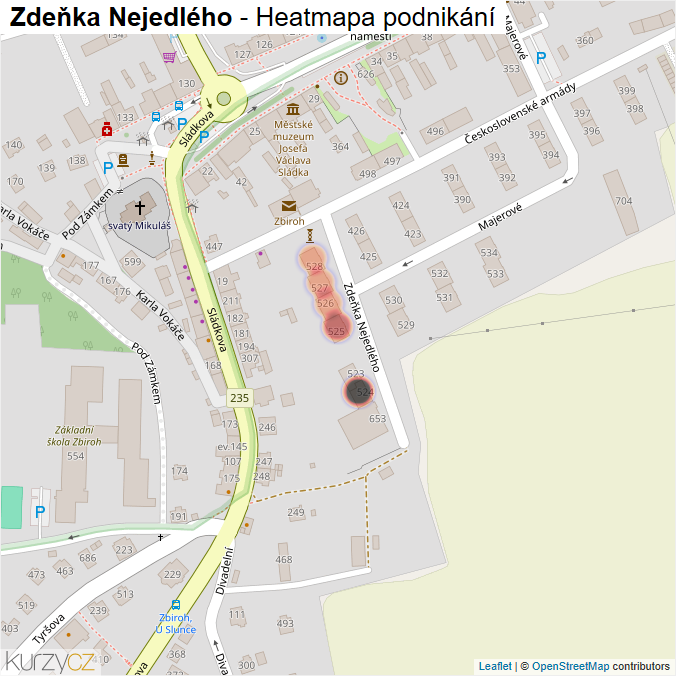 Mapa Zdeňka Nejedlého - Firmy v ulici.
