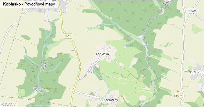Koblasko - záplavové mapy stoleté vody