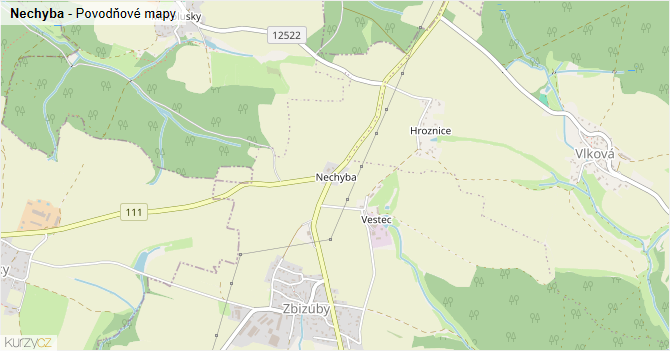 Nechyba - záplavové mapy stoleté vody