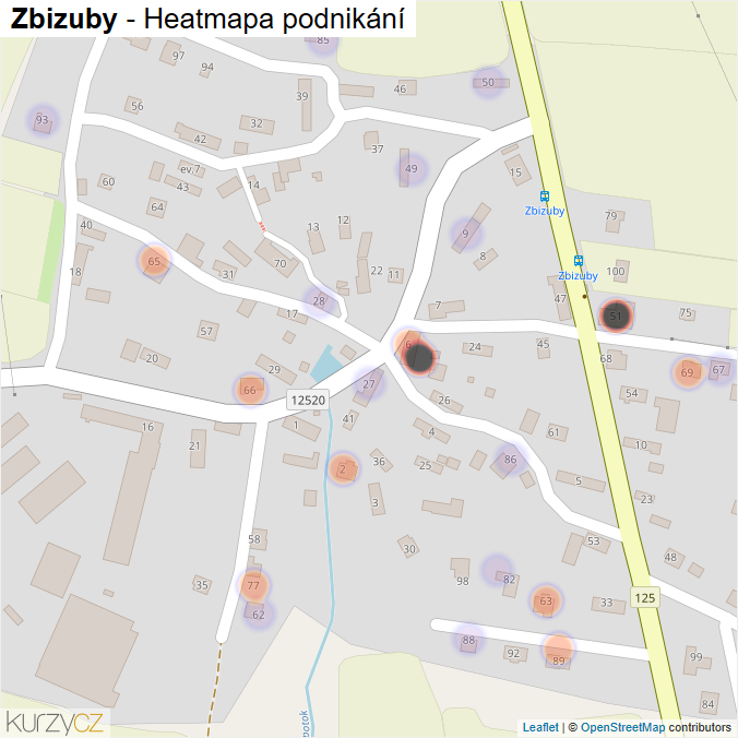 Mapa Zbizuby - Firmy v části obce.