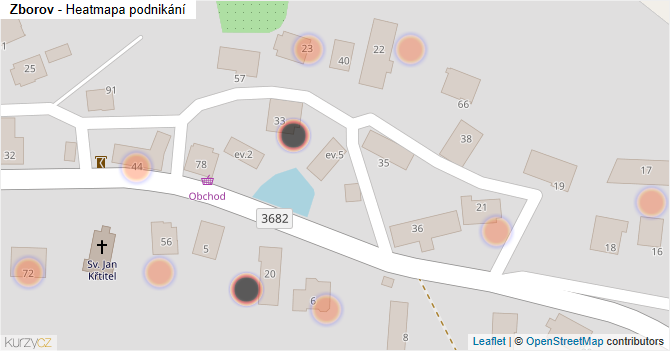 Zborov - mapa podnikání