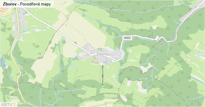 Zborov - záplavové mapy stoleté vody