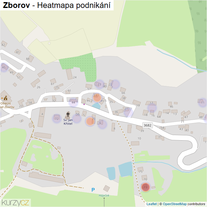 Mapa Zborov - Firmy v části obce.