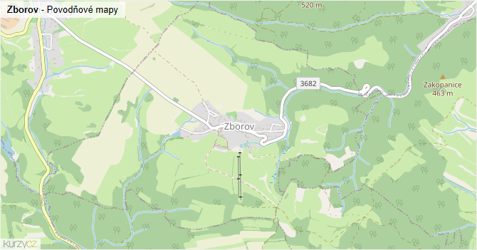 Zborov - záplavové mapy stoleté vody