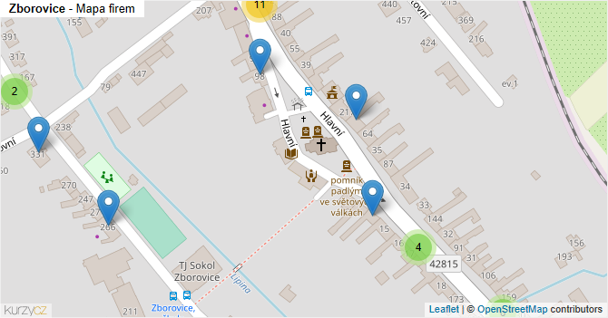 Zborovice - mapa firem