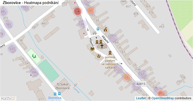Zborovice - mapa podnikání