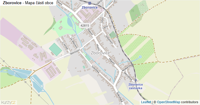 Zborovice - mapa části obce