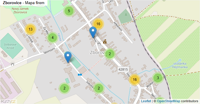 Zborovice - mapa firem