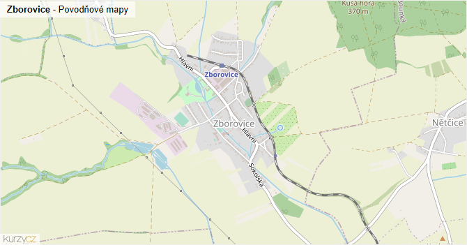 Zborovice - záplavové mapy stoleté vody