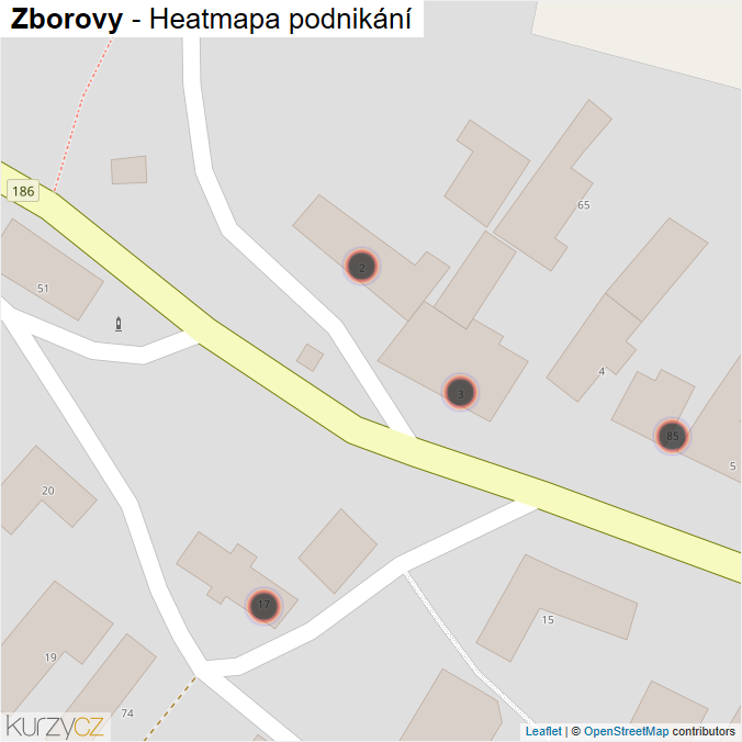 Mapa Zborovy - Firmy v obci.